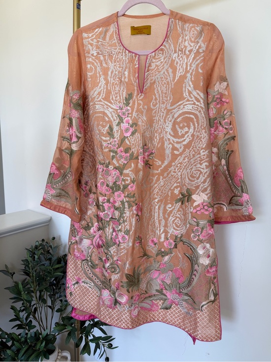 Sana Safinaz Other - Embroidered Peach & Pink Floral Tunic Kurta